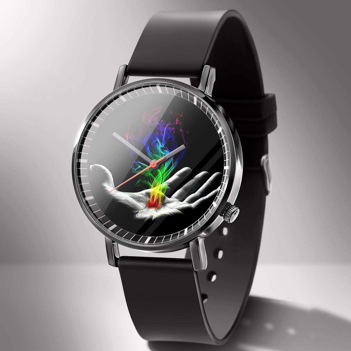 Reloj de negocios de cuarzo blanco con diseño de calavera y cielo estrellado en color