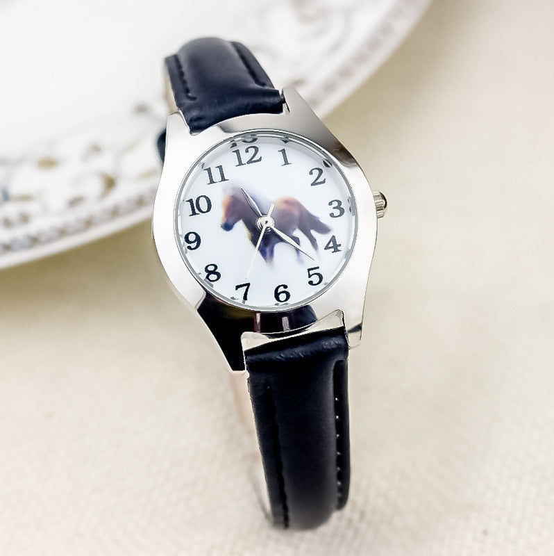 Small Cartoon Children's Leather Belt Watch