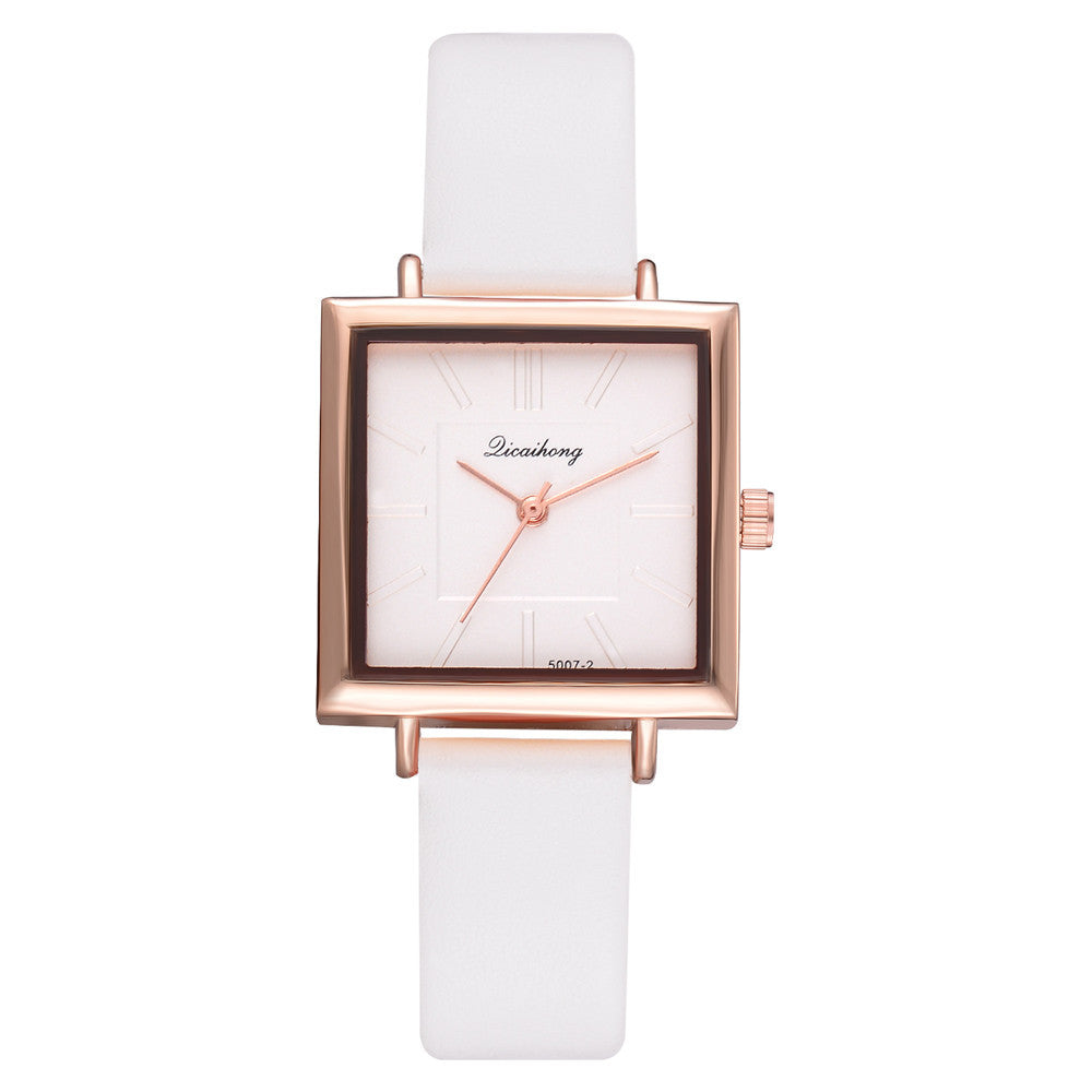 Reloj de pulsera cuadrado para mujer, reloj de pulsera de cuero con cristales, reloj de cuarzo para mujer