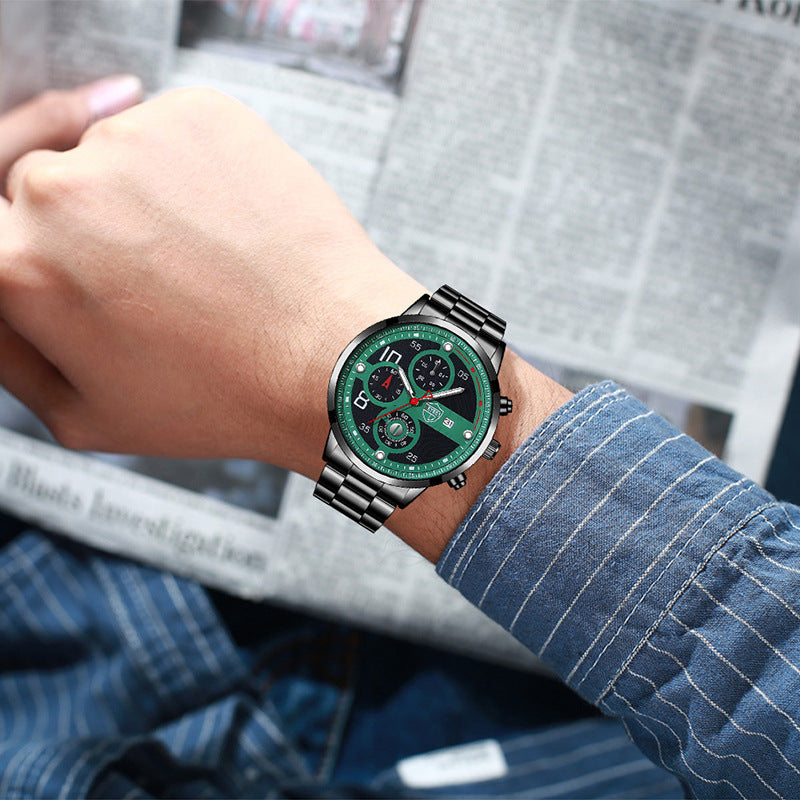 Men's Stainless Steel Watch Calendar Quartz