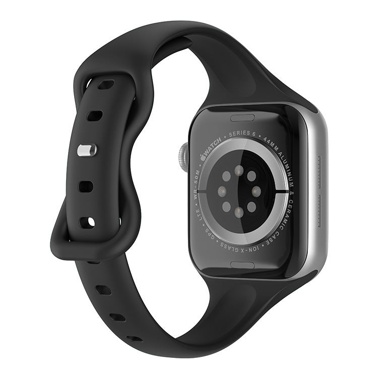 Correa de reloj con hebilla de mariposa y cintura pequeña de silicona de color sólido