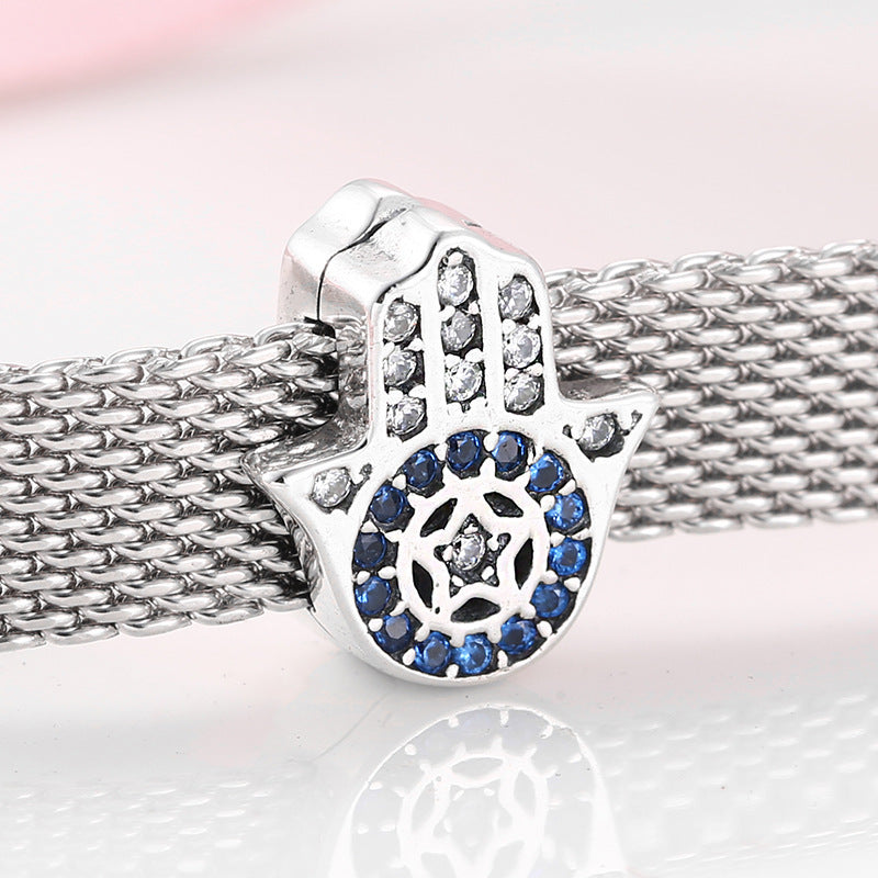 時計チェーンクリップビーズ S925 スターリングシルバー 中空ジルコンビーズブレスレット DIY アクセサリー