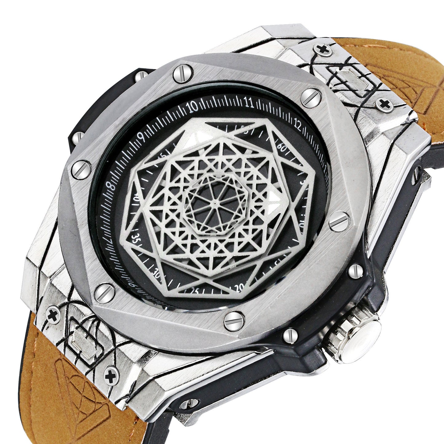 Creative Personality Men's Watch Big Bang Tattoo Spider Web Rubber Non-mechanical Male Student Watch