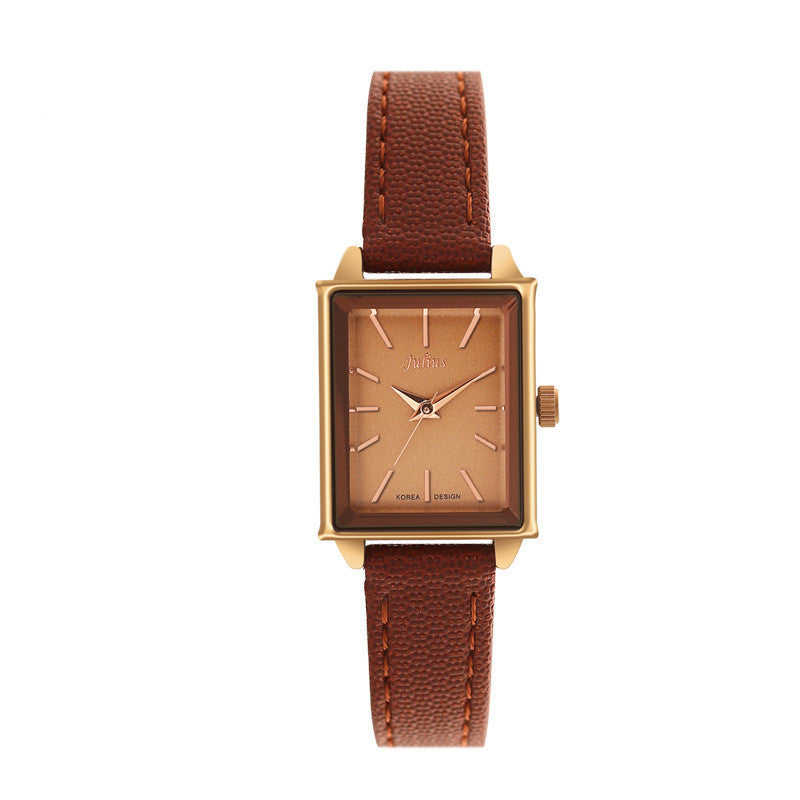 Julius Rectangular Simple Art Retro Wild Belt Quartz Watch Waterproof Ladies Watch