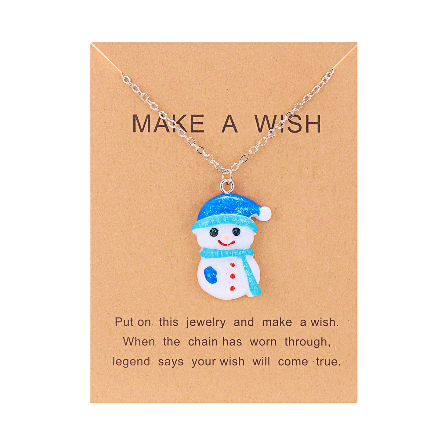 Lindo collar de resina de dibujos animados, colgante de muñeco de nieve de Navidad y Papá Noel, collar de cadena de clavícula para mujer, joyería