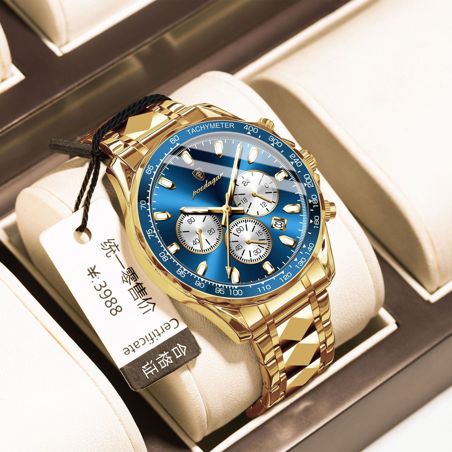 Reloj de cuarzo multifuncional para hombre, luminoso y resistente al agua