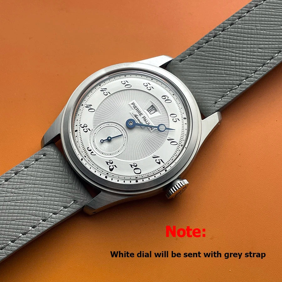 Spot goods NEW Pierre Paulin Jumping Hour Men Watch Salmon Dial Automatic St17 Mechanical Watch Vintage Bonklip bracelet