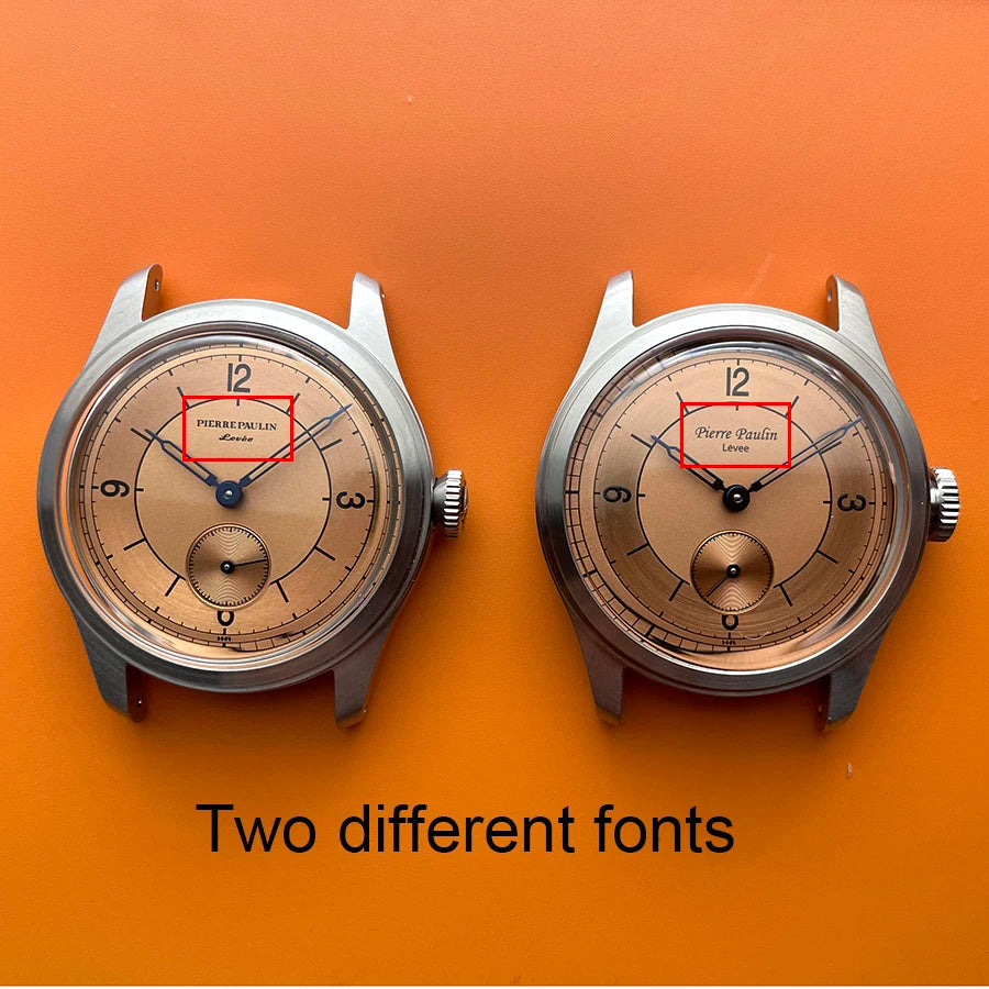 Pierre Paulin Salmon Dial Watch 50m Skin Diver Watch Vintage Small Seconds Mechanical Hand Watch 38mm Relogio Masculino Metal