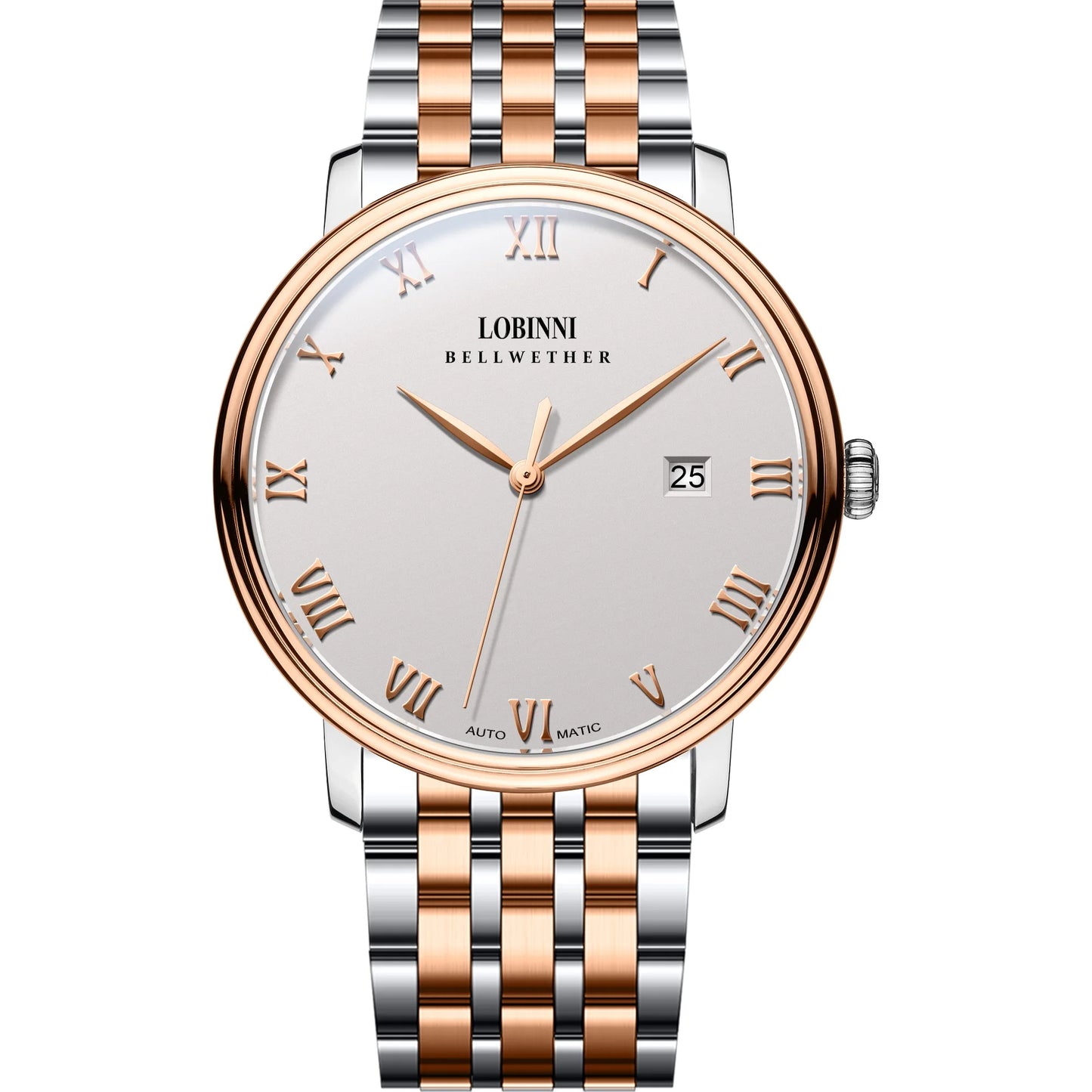 LOBINNI Mens Automatic Watches Luxury Male Watch Waterproof Mechanical Wristwatch Ultrathin Sapphire Mirror Date Leather Strap