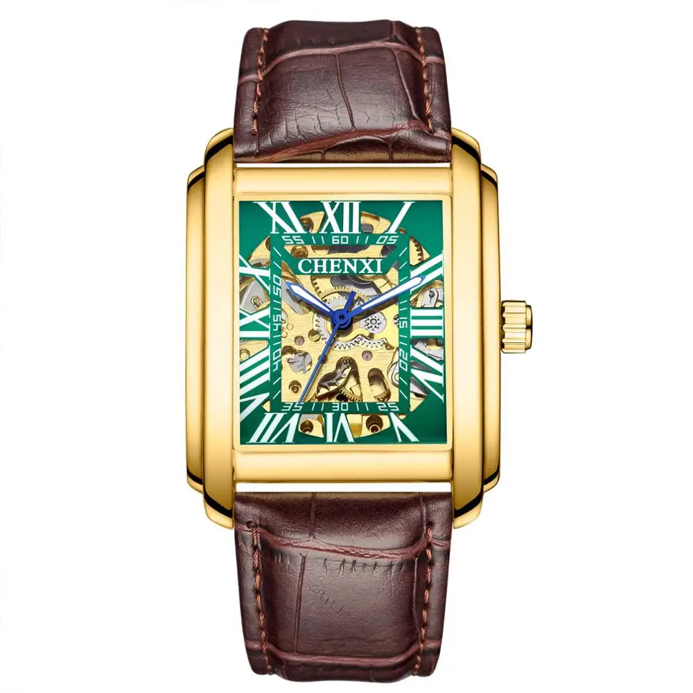 CHENXI Luxury Gold Automatic Watch Men Business Waterproof Skeleton Tourbillon Mechanical Wristwatch Top Brand Relogio Masculino