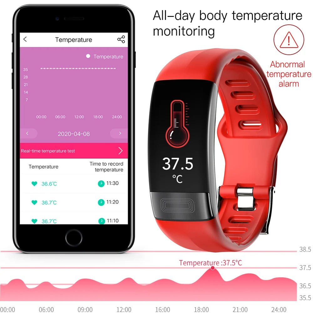 Reloj inteligente P11 Plus para hombre, pulsera de Fitness, banda inteligente ECG PPG SpO2, reloj inteligente para mujer, temperatura corporal, presión arterial, pulsera P11