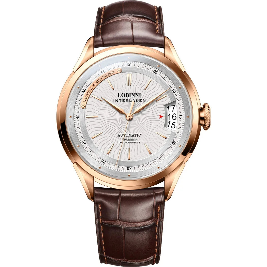 LOBINNI Mens Automatic Watches Male Top Luxury Brand Watch Waterproof Self Wind Mechanical Wristwatch Sapphire Leather Strap