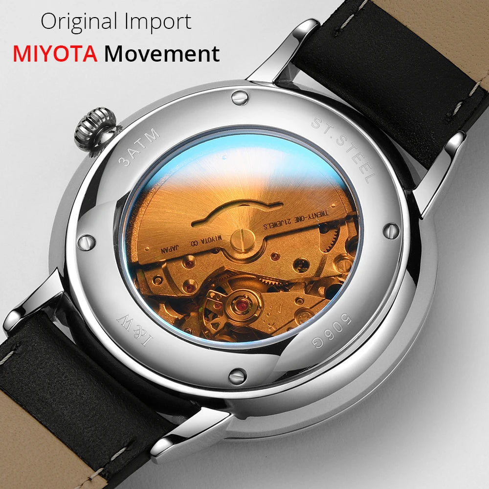 Switzerland Luxury Brand I&W Carnival MIYOTA Automatic Mechanical Men’s Watches Sapphire Waterproof Dual Calendar Clocks 506G