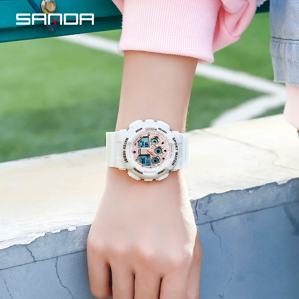 2021 SANDA Women Sports Watches Multifunction Fashion Waterproof Watch Analog Digital Ladies Clock Casual Relogio Feminino 3017
