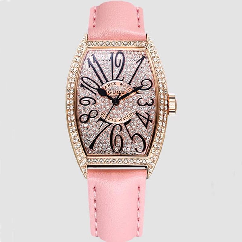 2019 Fashion Guou Brand Women Luxury Lady Full Rhinestone Quartz Clock Star Tonneau Classic Female Ladies Wrist Relogio Feminino