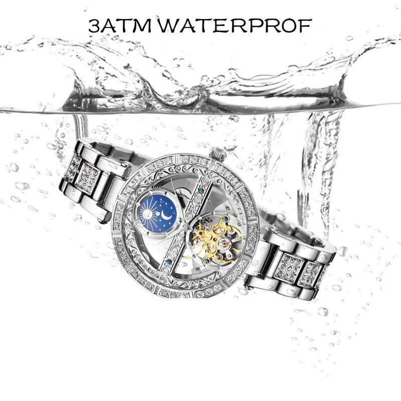 Fully Hollow Women Automatic Mechanical Watches Diamond Ladies Wristwatch Relogio feminino relojes de mujer Reloj mujer