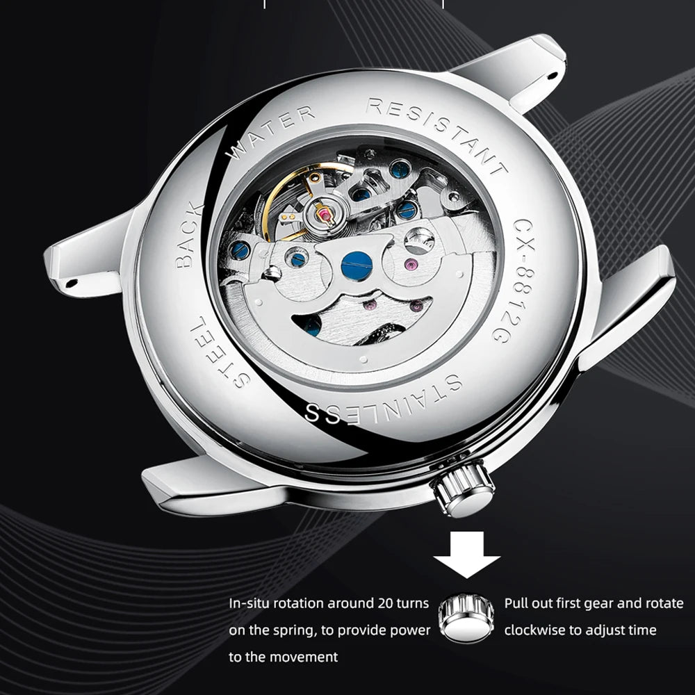 CHENXI Men Watches Top Brand Luxury Automatic Mechanical Watch Waterproof Business Leather Male Clock Tourbillon Wristwatch
