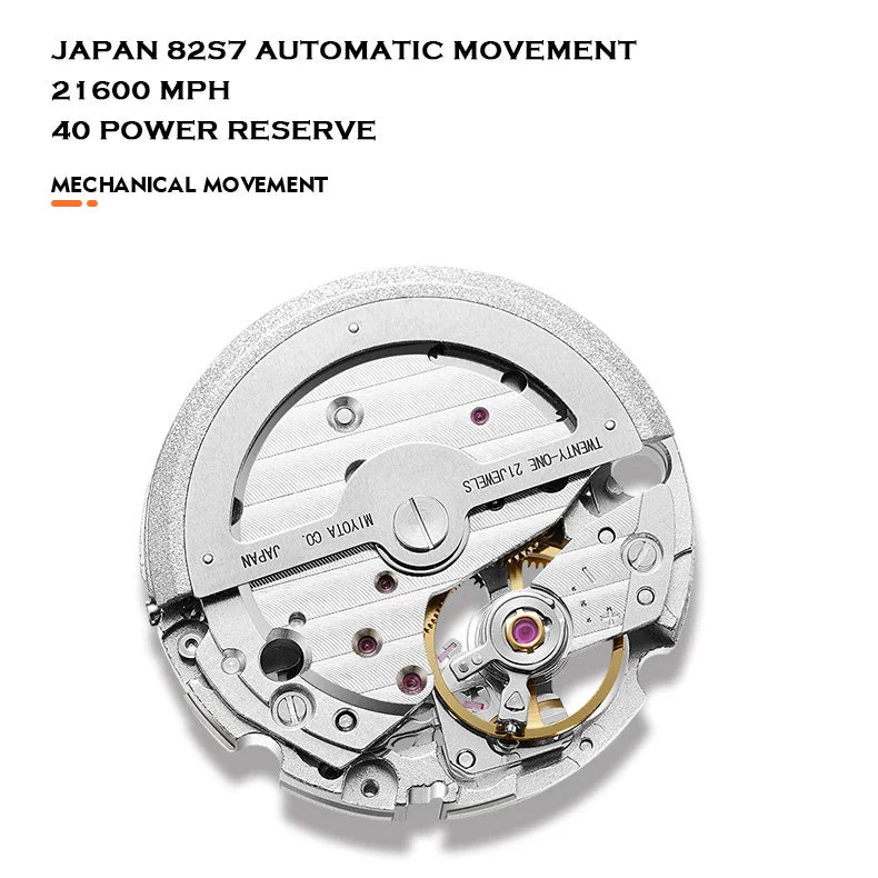 HANBORO Men Watch Luxury Mens Automatic Watches 50m Waterproof Luminous Mechanical Wristwatch Hollow Out Dial Rubber Strap