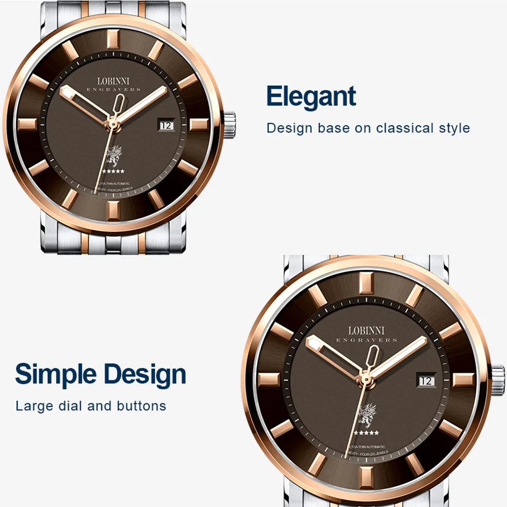 LOBINNI men watches,mens automatic wrist watch Switzerland man mechanical wristwatch waterproof clock luxury timepiece relogio