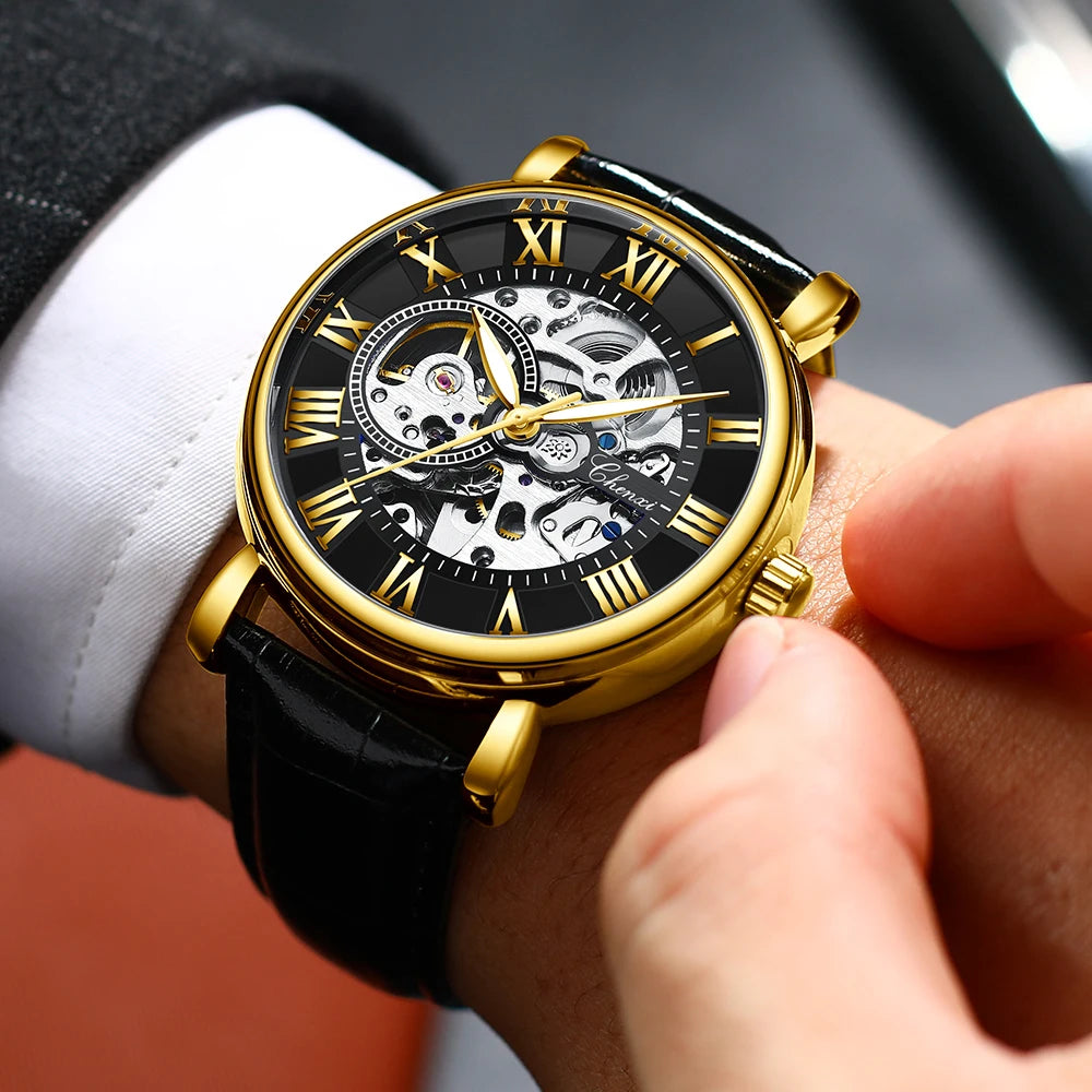CHENXI New Men's Watch Top Brand Luxury Waterproof Automatic Mechanical Wrist Watch for Men Business Skeleton Tourbillon Watches