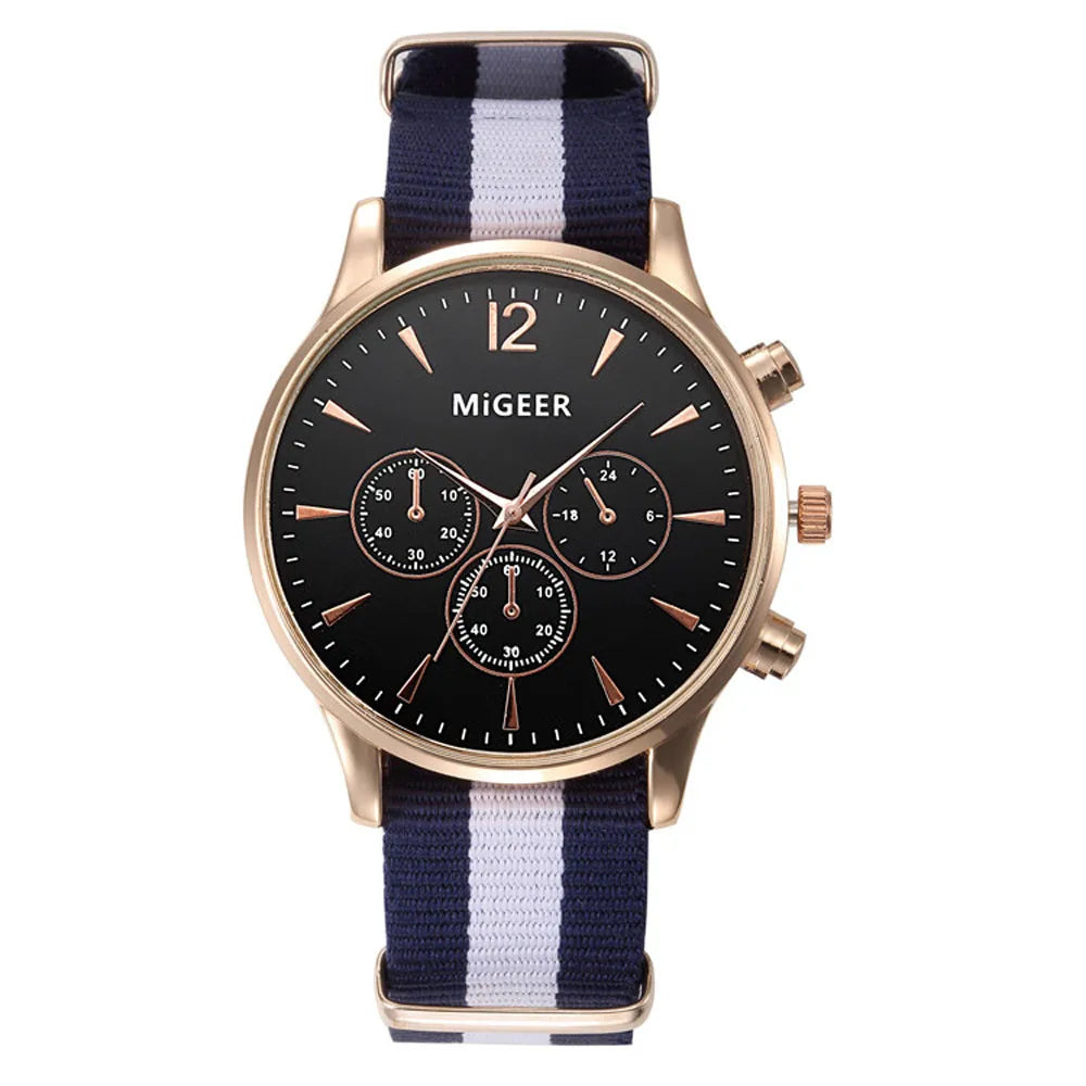Relojes MIGEER informales a la moda para hombre, relojes con banda de tela, relojes de pulsera de cuarzo, reloj masculino, reloj vrouw mannen horloge 2019