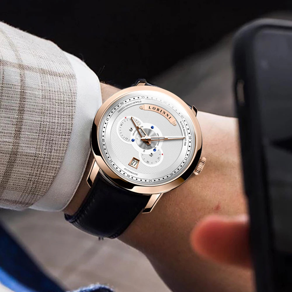 LOBINNI Mens Automatic Watches Men Luxury Watch Waterproof Self Wind Mechanical Wristwatch Sapphire Mirror Date 24 Hours