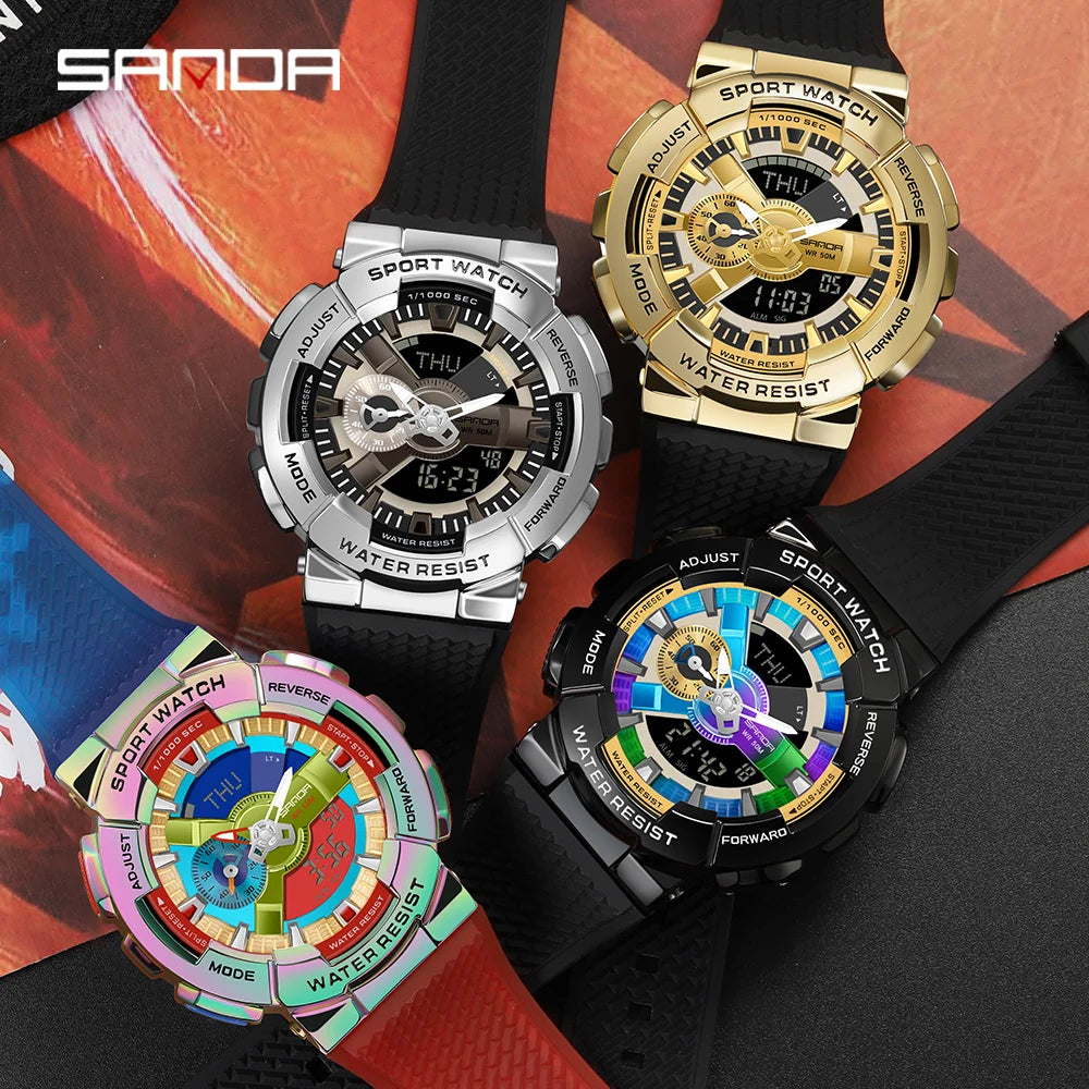 Sanda Watch Men Magic Color Fashion digital Wristwatch Unisex Top Luxury Cool Waterproof Sport Clock Часы Женские Ручные 9004
