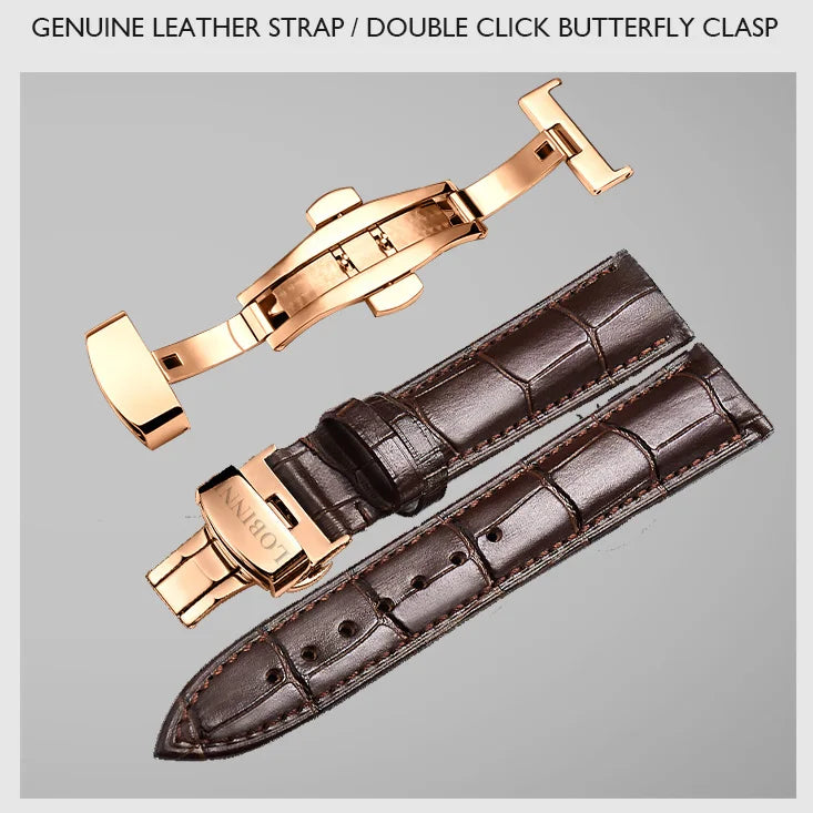 LOBINNI Mens Automatic Watches Luxury Male Watch Mechanical Wristwatch Waterproof Sapphire Mirror Carved Dial Roman Scales