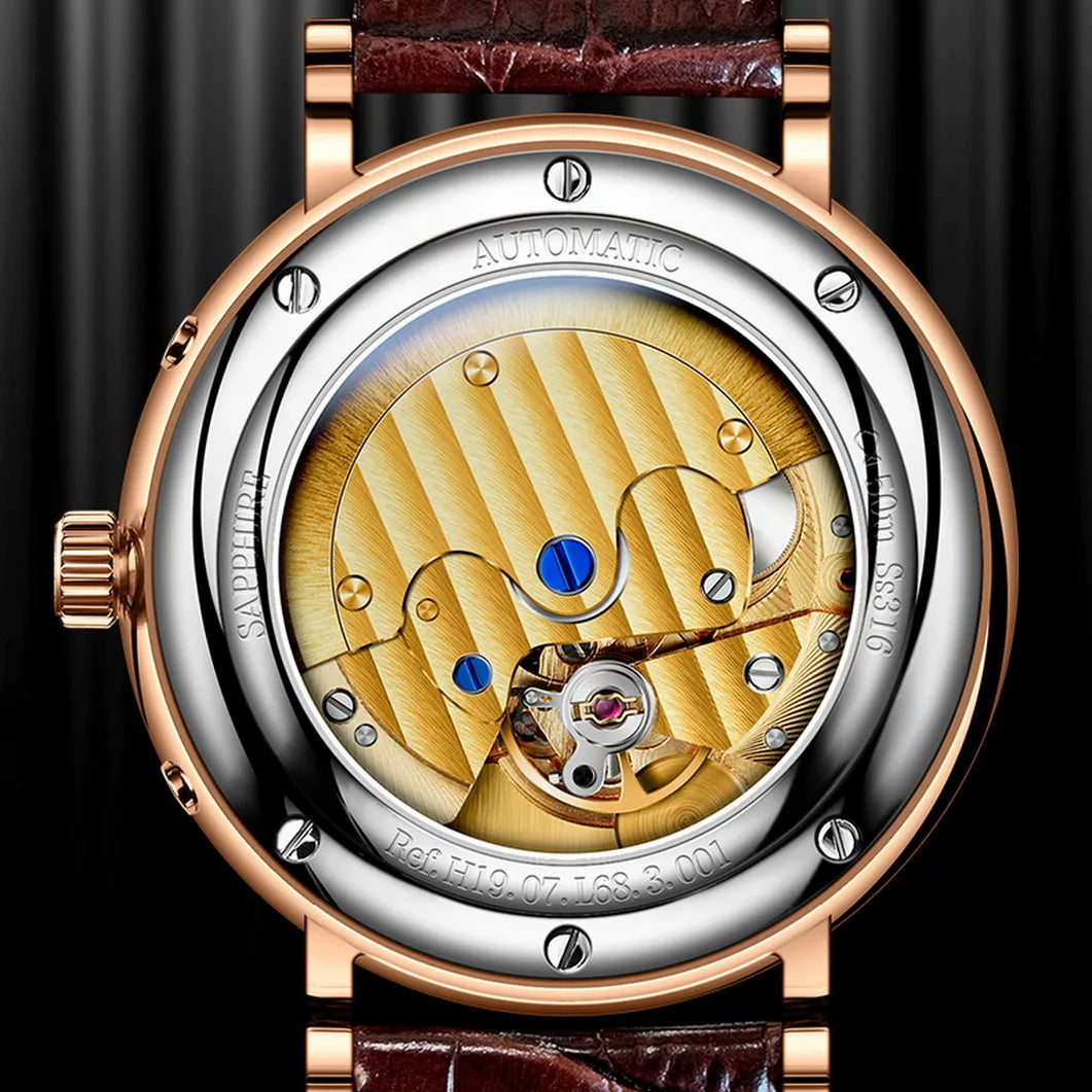 LOBINNI Men Automatic Watch Luxury Male Watches Mechanical Wristwatch Fashion Sapphire Crystal Month Week Date Relogio Masculino
