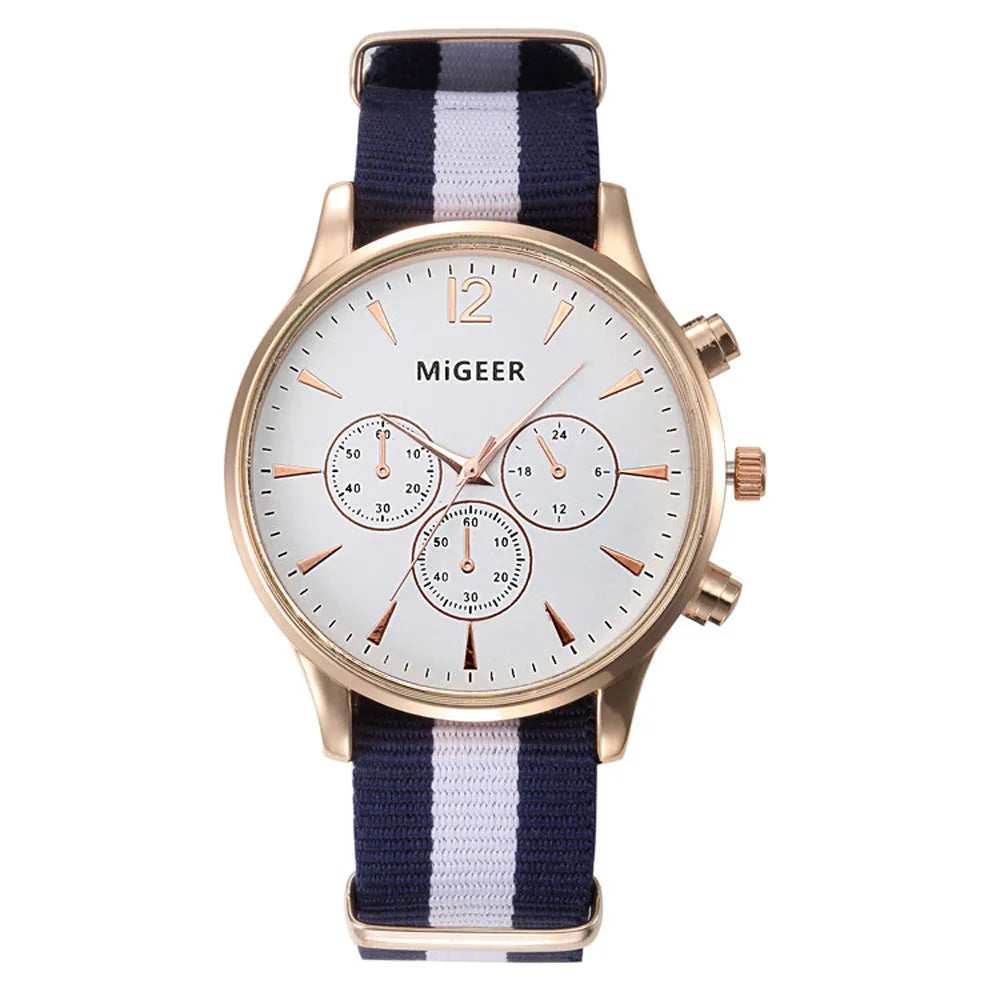 Relojes MIGEER informales a la moda para hombre, relojes con banda de tela, relojes de pulsera de cuarzo, reloj masculino, reloj vrouw mannen horloge 2019