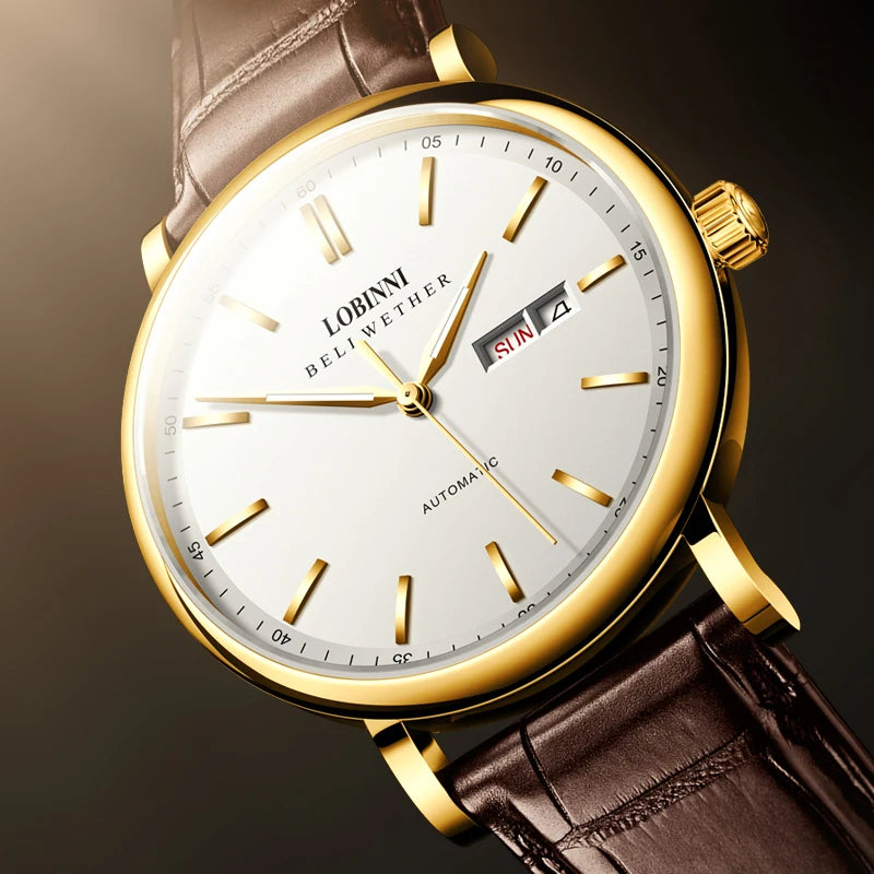 LOBINNI Men Automatic Watch Top Luxury Brand Male Watches Dress Mechanical Wristwatch Business Sapphire Crystal relógio masculin