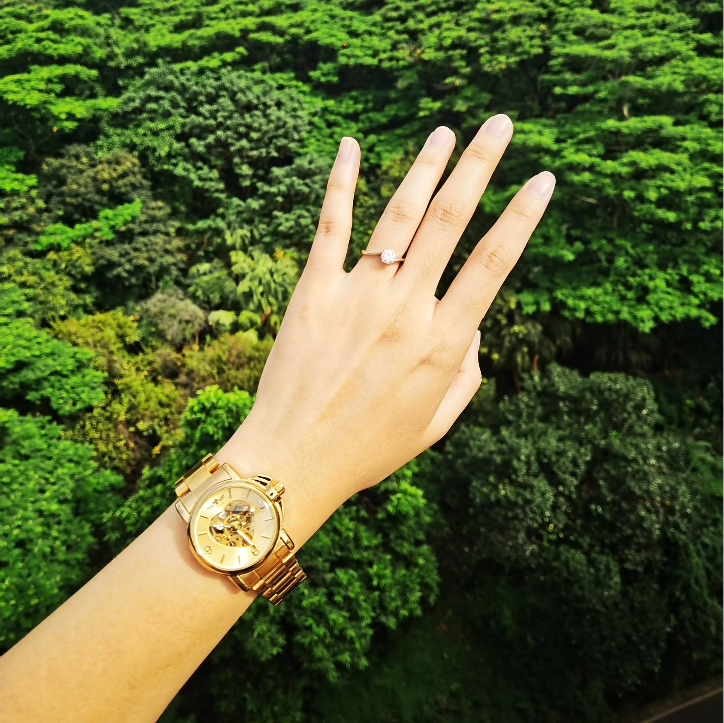 Fashion Winner Brand Watches Women Watch 2021 Automatic Mechanical Golden Heart Skeleton Dial Stainless Steel Band Elegant Lady