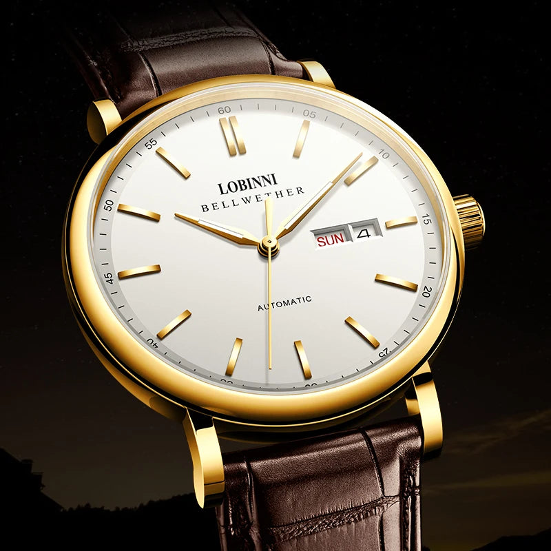 LOBINNI Men Automatic Watch Top Luxury Brand Male Watches Dress Mechanical Wristwatch Business Sapphire Crystal relógio masculin