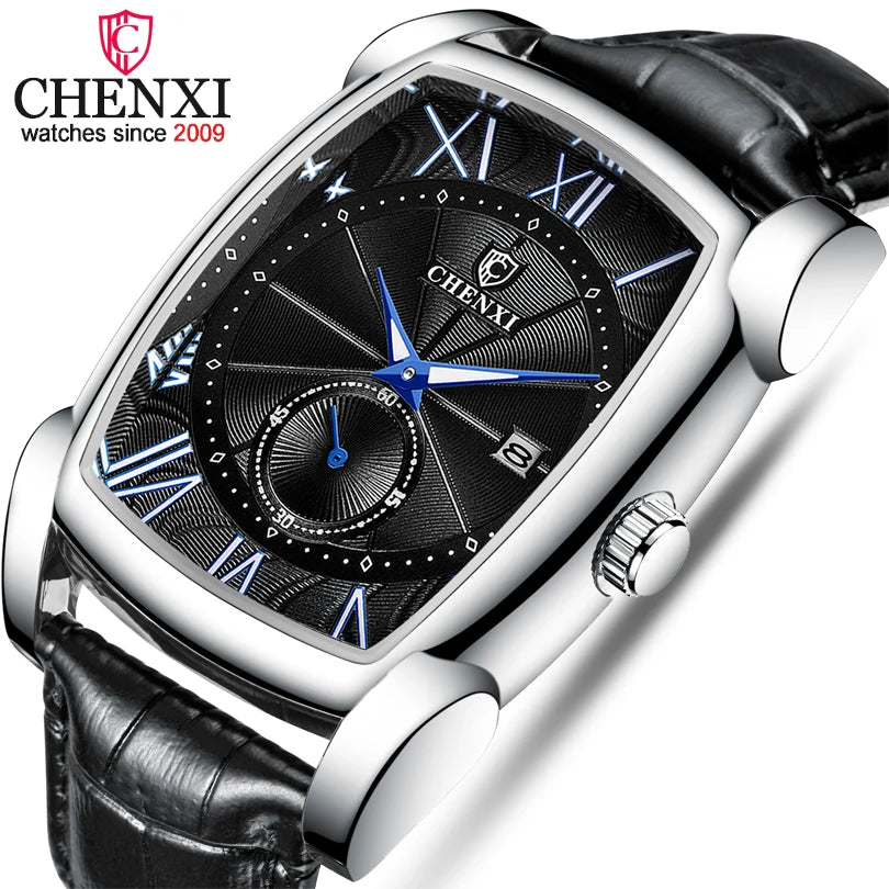 CHENGXI Fashion Men's Wristwatches Top Luxury Brand Men Analog Quartz Watch Man Business Waterproof Calendar Leather Male Clock