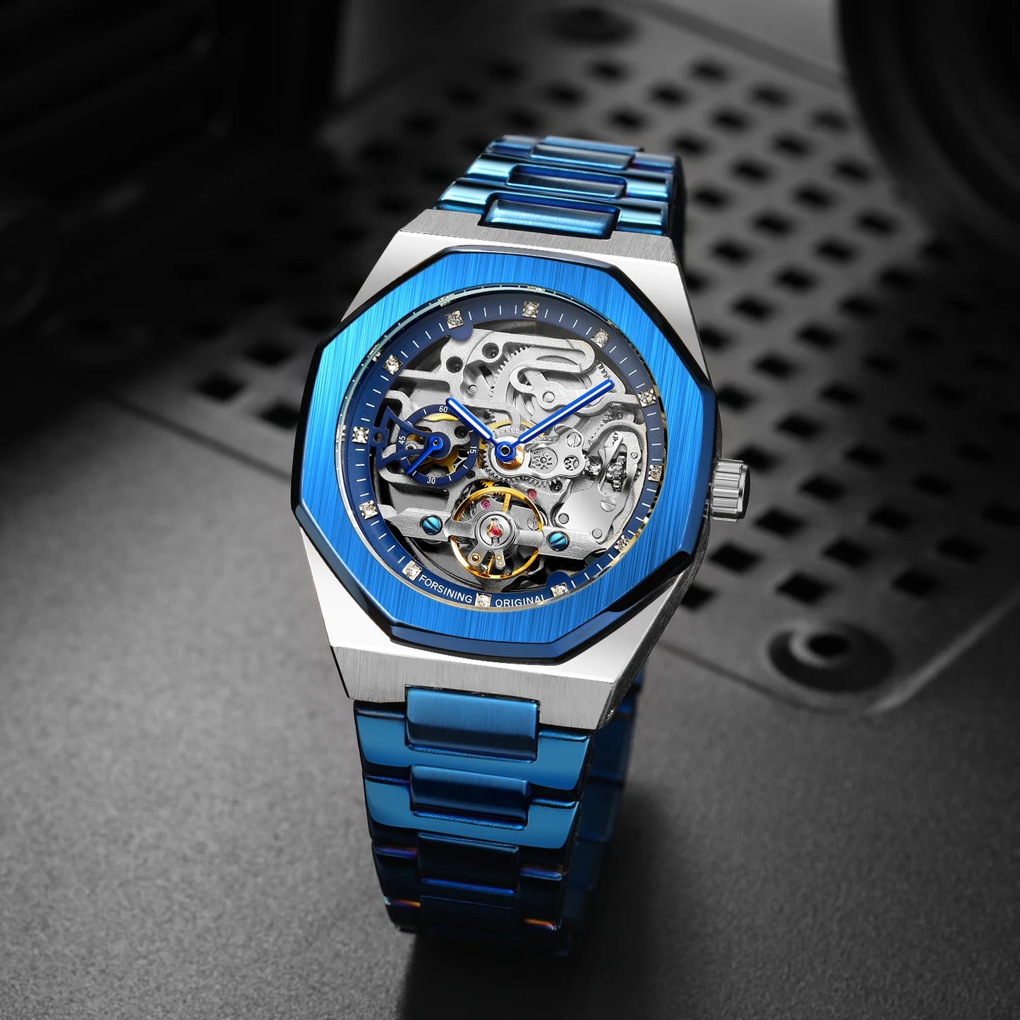 Forsining Top Brand Stainless Steel Strap Men Automatic Mechanical Watch Business Fashion Wrist Watches for Men montre homme
