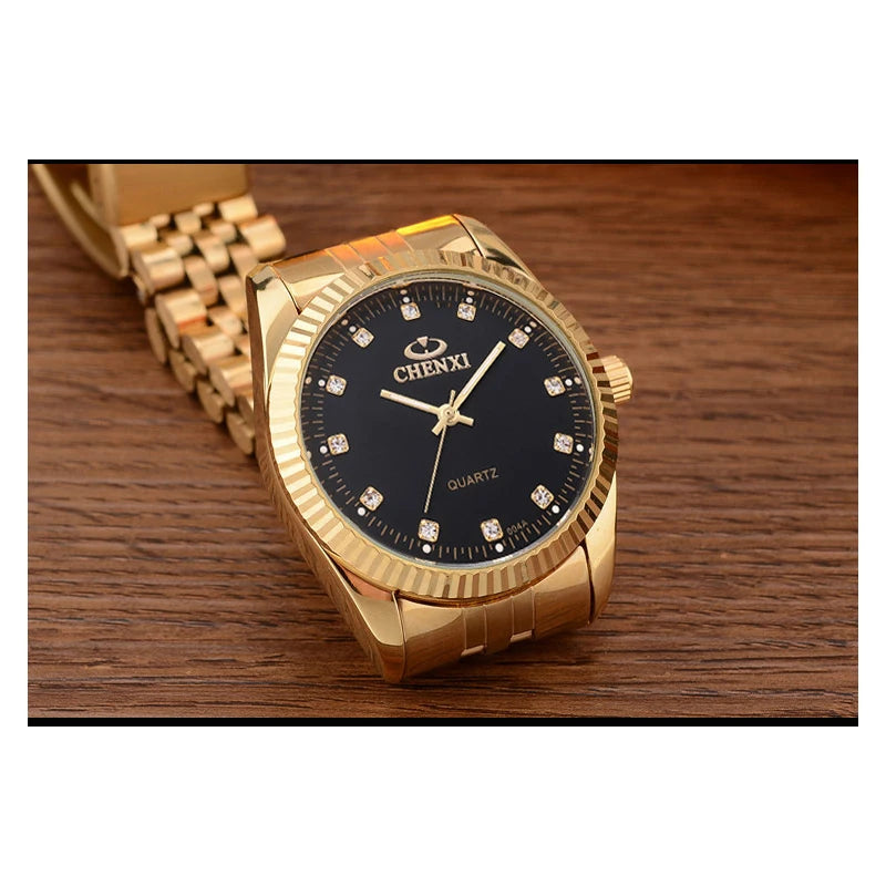 CHENXI Golden Watches for Men Fashion Business Top Brand Luxury Quartz Male Clock Waterproof Wristwatches Relogio Masculino