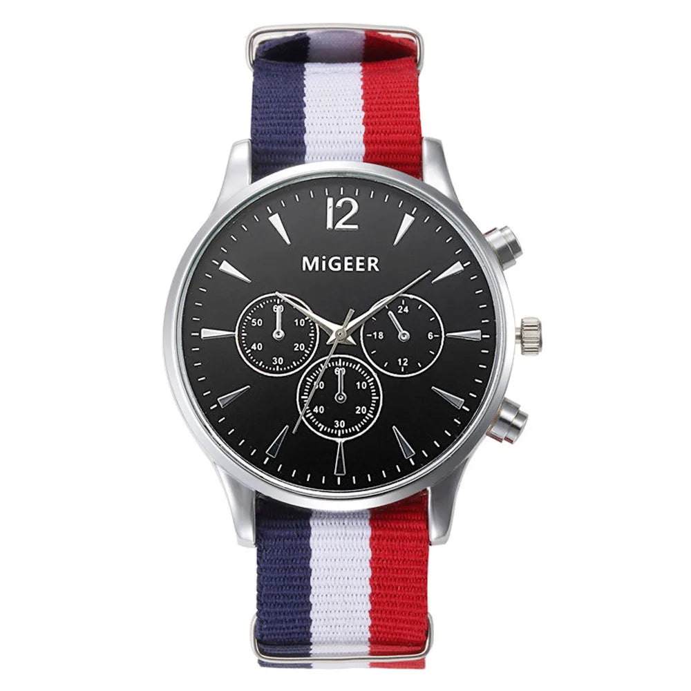 Relojes MIGEER informales a la moda para hombre, relojes con banda de tela, relojes de pulsera de cuarzo, reloj masculino, reloj vrouw mannen horloge 2019