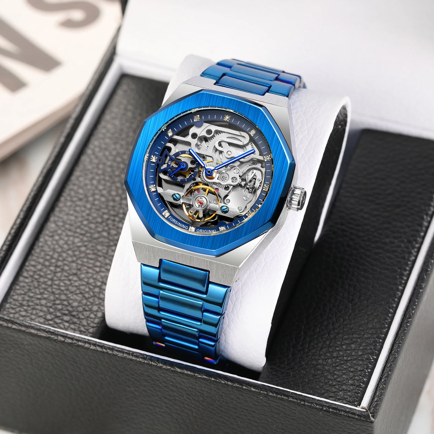 Forsining Top Brand Stainless Steel Strap Men Automatic Mechanical Watch Business Fashion Wrist Watches for Men montre homme