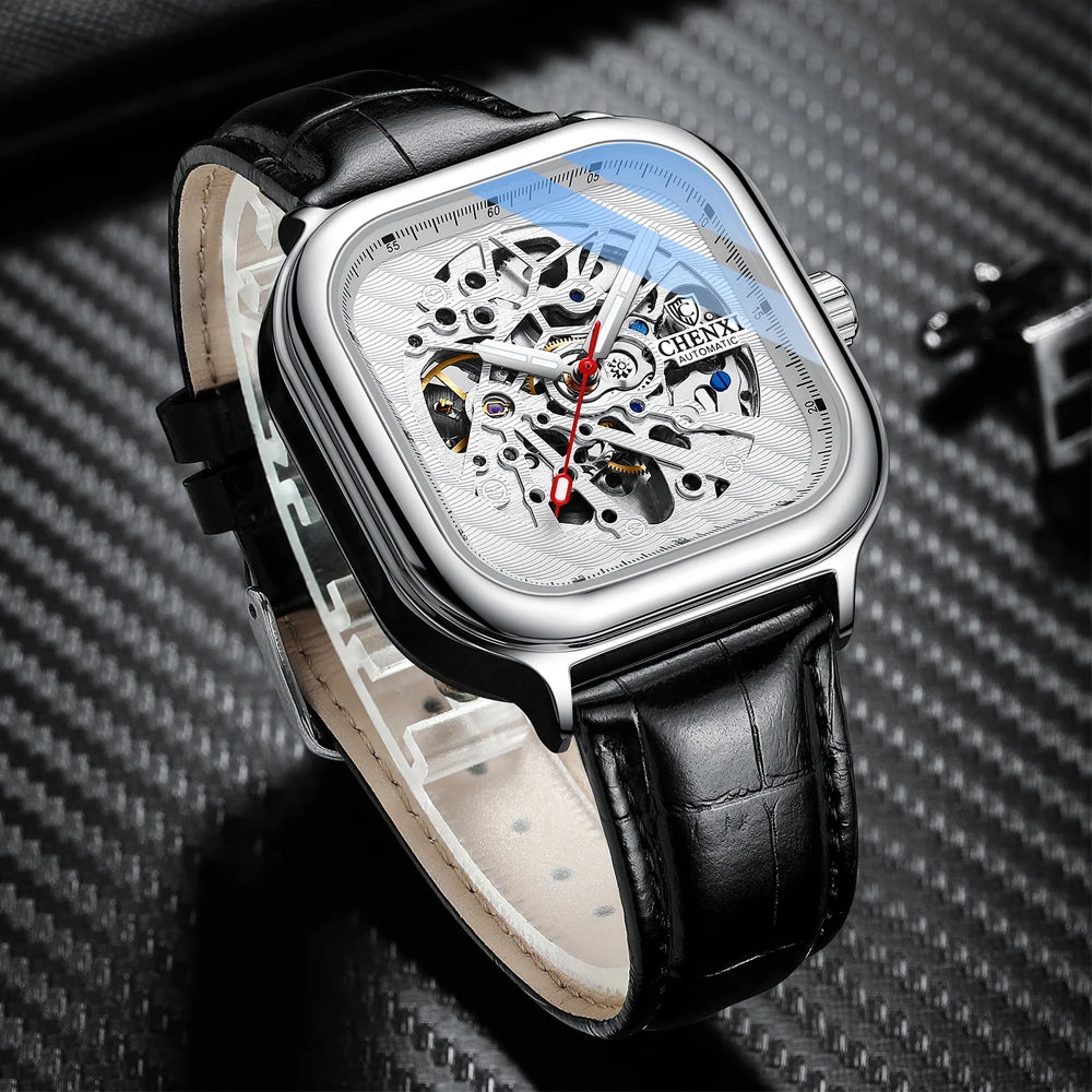 CHENXI Men Automatic Mechanical Watch Top Luxury Brand Tourbillon Business Waterproof Clock Male Stainless Steel Wristwatch