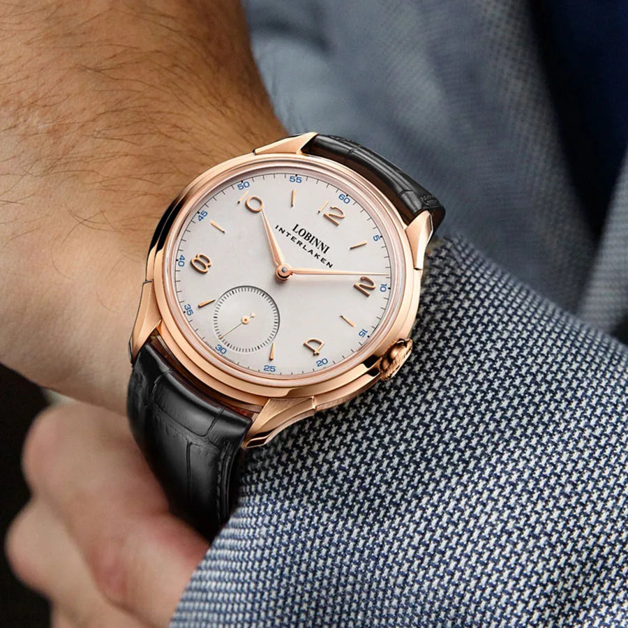 men wrist watch,mens hand wind mechanical watches LOBINNI Switzerland luxury brand man wristwatch waterproof leather strap clock