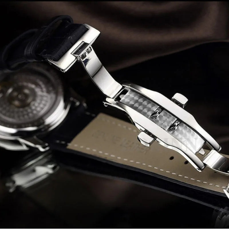 men wrist watch,mens hand wind mechanical watches LOBINNI Switzerland luxury brand man wristwatch waterproof leather strap clock