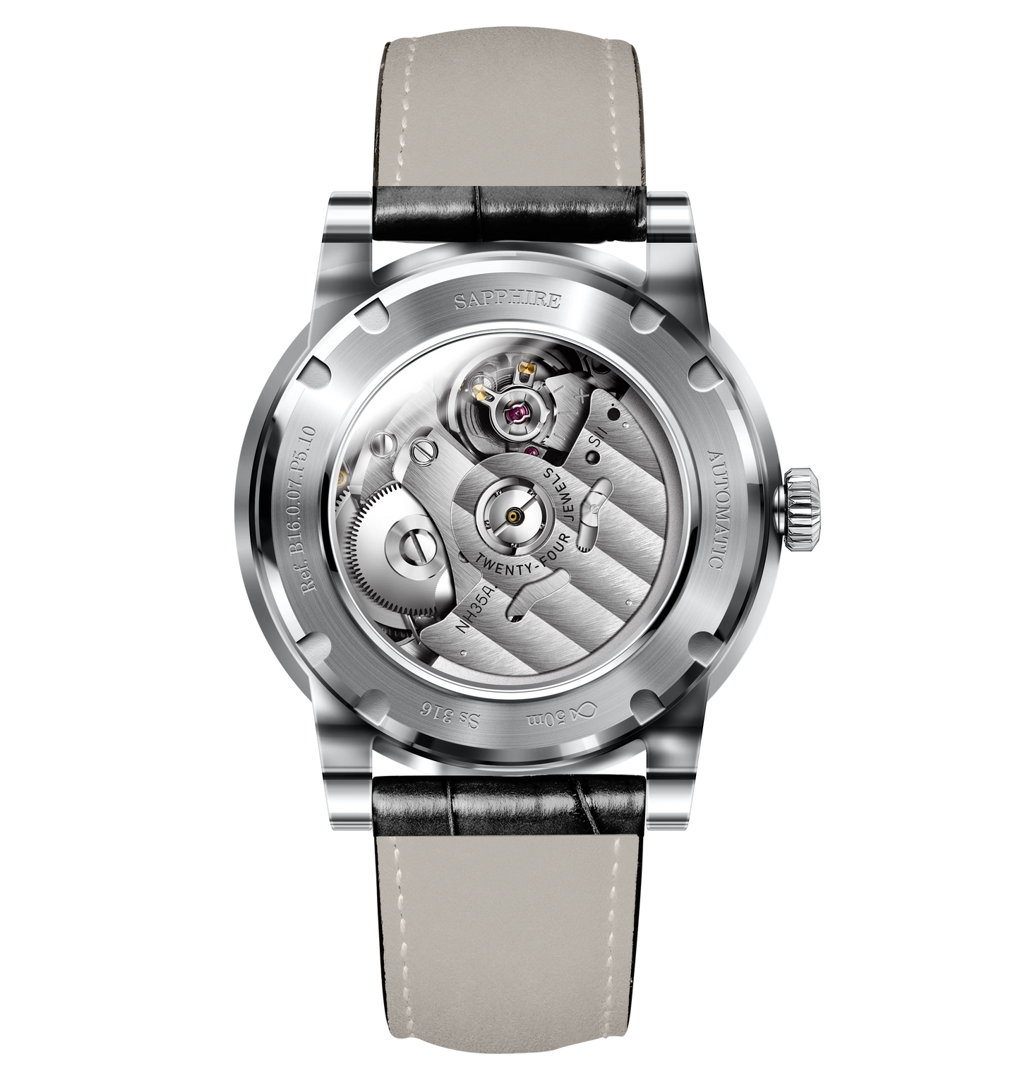LOBINNI Mens Automatic Watches Top Luxury Brand Male Watch Waterproof Mechanical Wristwatch Sapphire Mirror Date Leather Strap