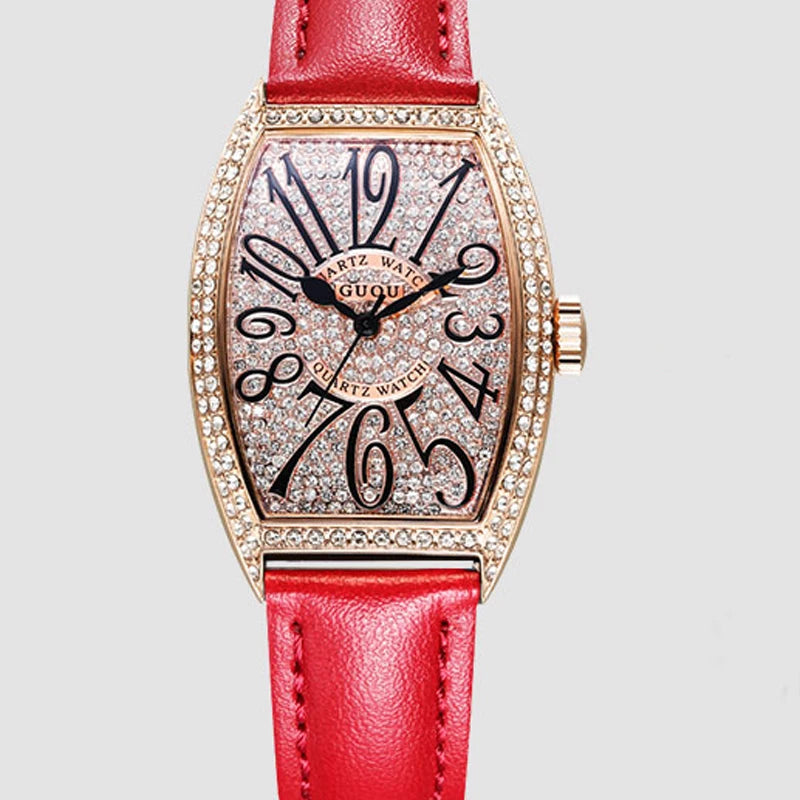2019 Fashion Guou Brand Women Luxury Lady Full Rhinestone Quartz Clock Star Tonneau Classic Female Ladies Wrist Relogio Feminino