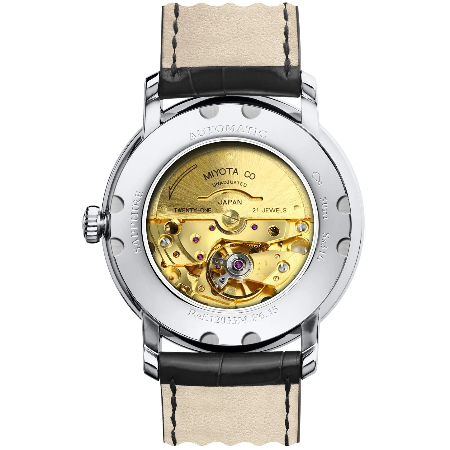 LOBINNI Mens Automatic Watches Luxury Male Watch Waterproof Mechanical Wristwatch Ultrathin Sapphire Mirror Date Leather Strap