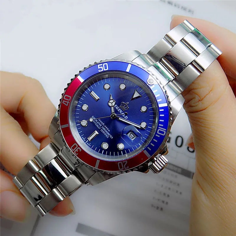 Fashion Reginald Crown Top Brand Quartz Male Watch Business Casual Men's Steel Calendar Japan Waterproof Hight Wrist Watches