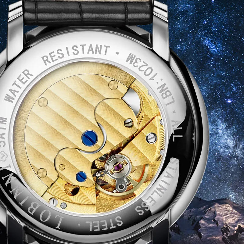 Switzerland LOBINNI Men‘s Watches Luxury Brand Seagull Automatic Mechanical Waterproof Multi-function Moon Phase Clocks L1023-8