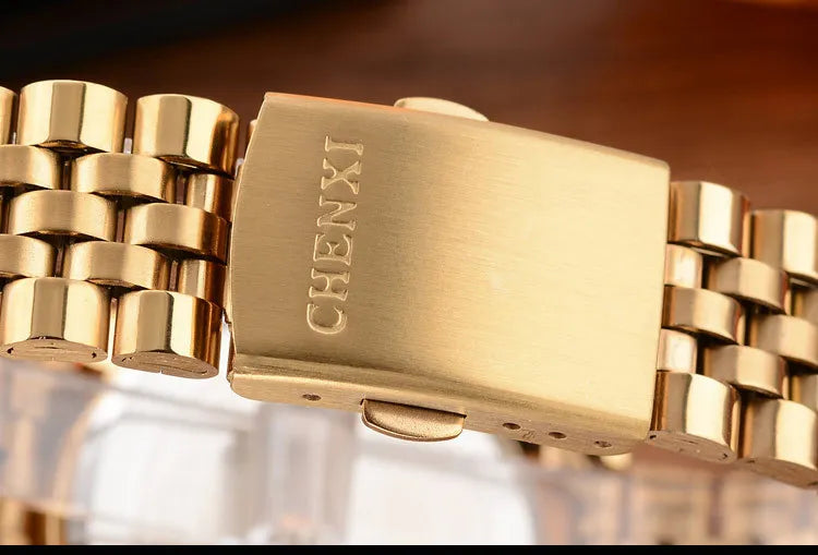 Fashion CHENXI Luxury Women Gold Full Stainless Steel Quartz Gift Female Dress Ladies Wrist watches Rhinestone relogio feminino