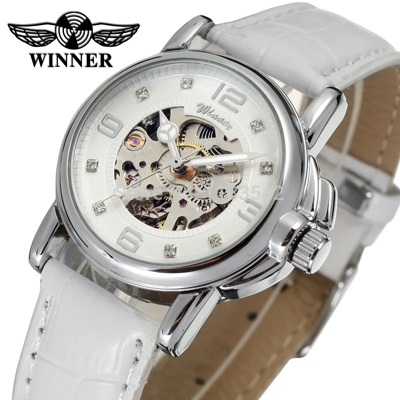 Winner Fashion Top Brand Women's Watch Newest Design Watches Lady Good Quality Watch Factory Shop Casual Wristwatch Color White
