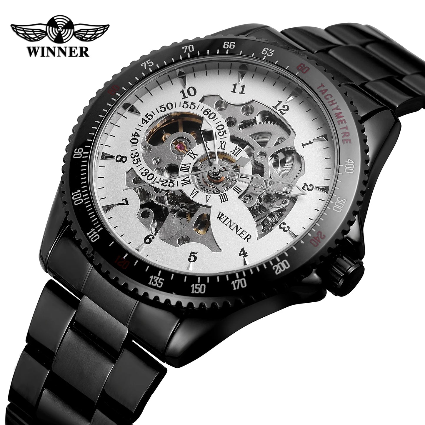 Winner Top Brand Retro Classic Scale Golden Copper Small Dial Design Full Steel Relogio Masculino Mens Automatic Wrist Watches