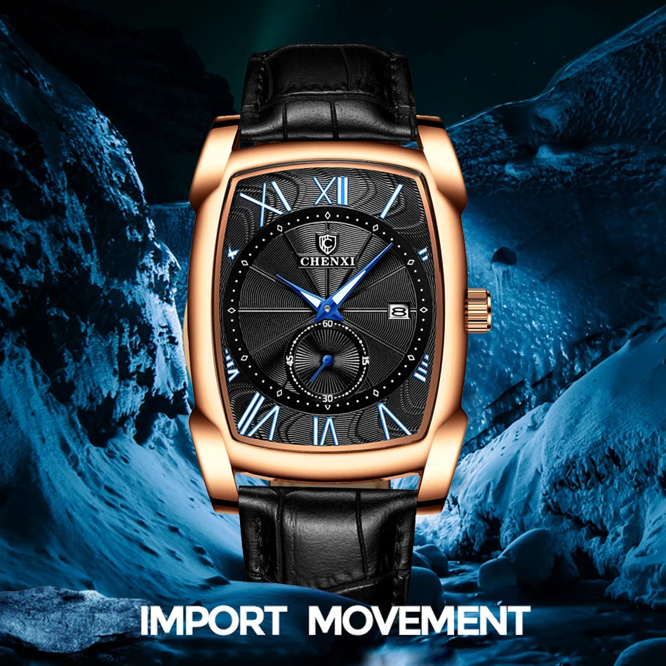 CHENGXI Fashion Men's Wristwatches Top Luxury Brand Men Analog Quartz Watch Man Business Waterproof Calendar Leather Male Clock